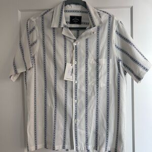 Navy and White Patterned Men's Shirt